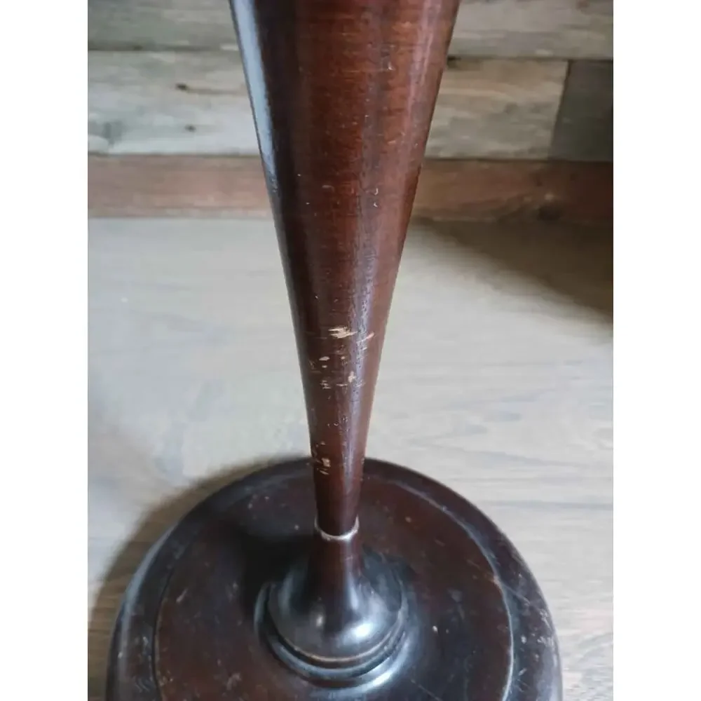 Antique Tall Hand Turned Carved Wood Candlestick
